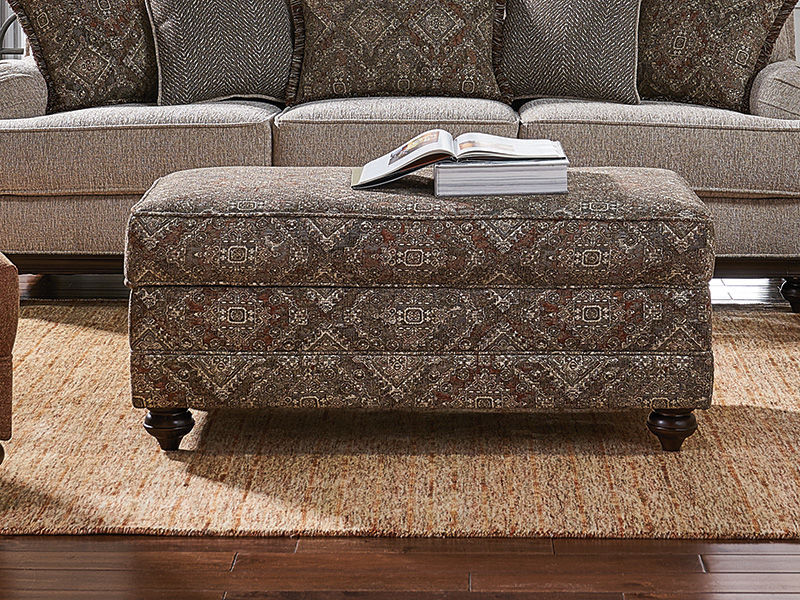 Image of a brown patterned ottoman